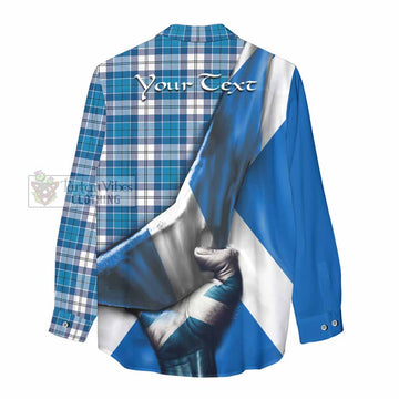 Roberton Tartan Women's Casual Shirt with Family Crest Scotland Patriotic Style - Tartan Vibes Clothing