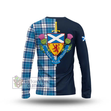Roberton Tartan Long Sleeve T-Shirt Alba with Scottish Lion Royal Arm Half Style - Tartan Vibes Clothing