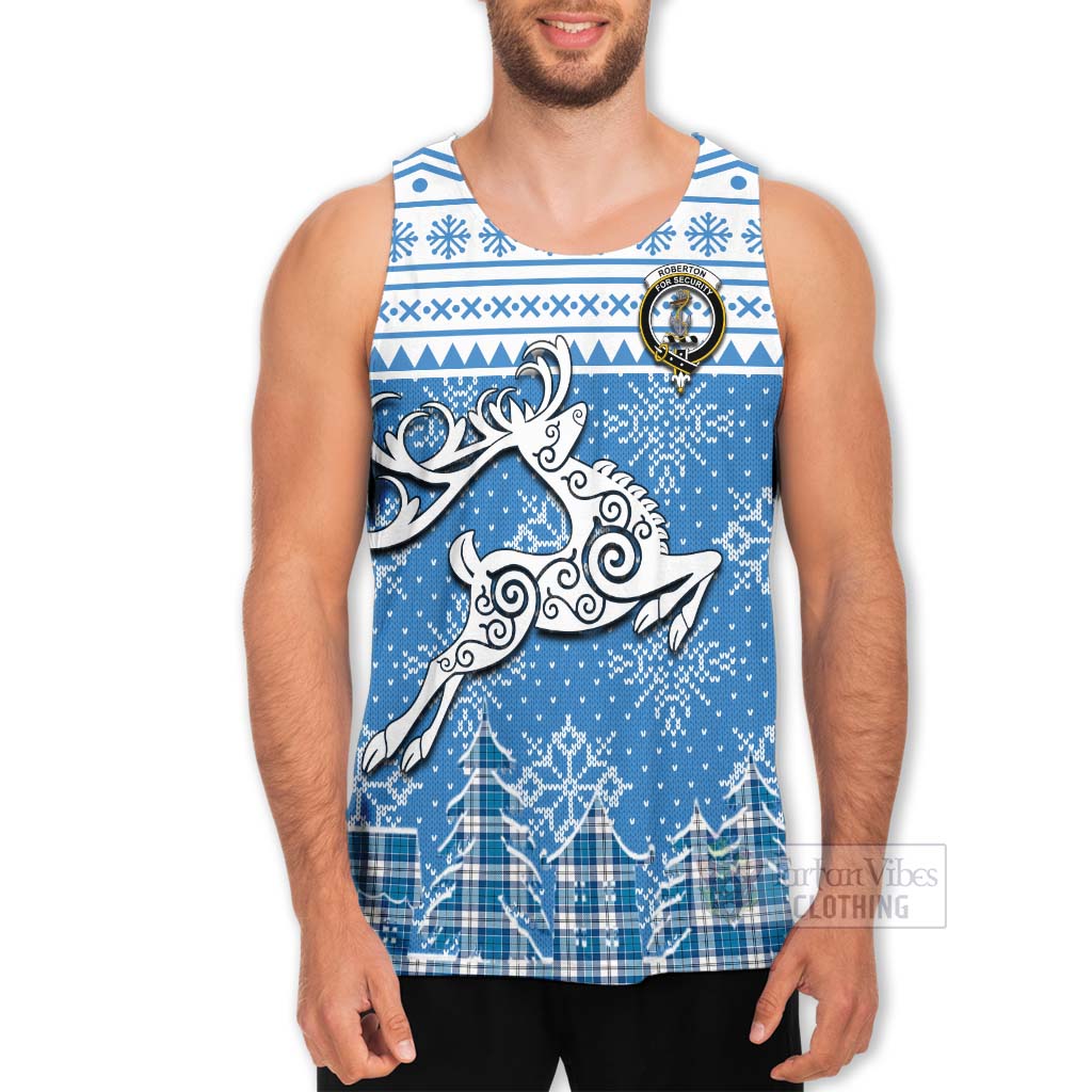 Roberton Clan Christmas Men's Tank Top Celtic Reindeer Style - Tartan Vibes Clothing