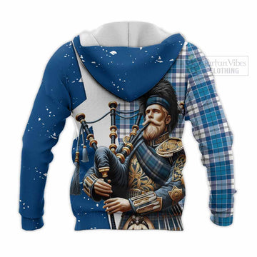 Roberton Tartan Knitted Hoodie with Family Crest Scottish Bagpiper Vibes - Tartan Vibes Clothing