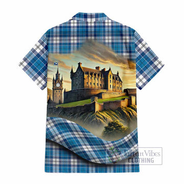 Roberton Tartan Family Crest Hawaiian Shirt with Scottish Ancient Castle Style - Tartan Vibes Clothing