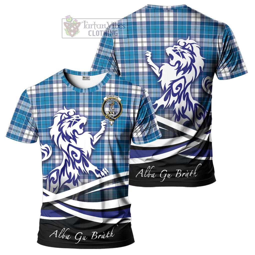 Roberton Tartan Cotton T-shirt with Alba Gu Brath Regal Lion Emblem Women's Shirt - Tartan Vibes Clothing