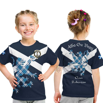 Roberton Tartan Lion Rampant Kid T-Shirt Proudly Display Your Heritage with Alba Gu Brath and Clan Name - Tartan Vibes Clothing