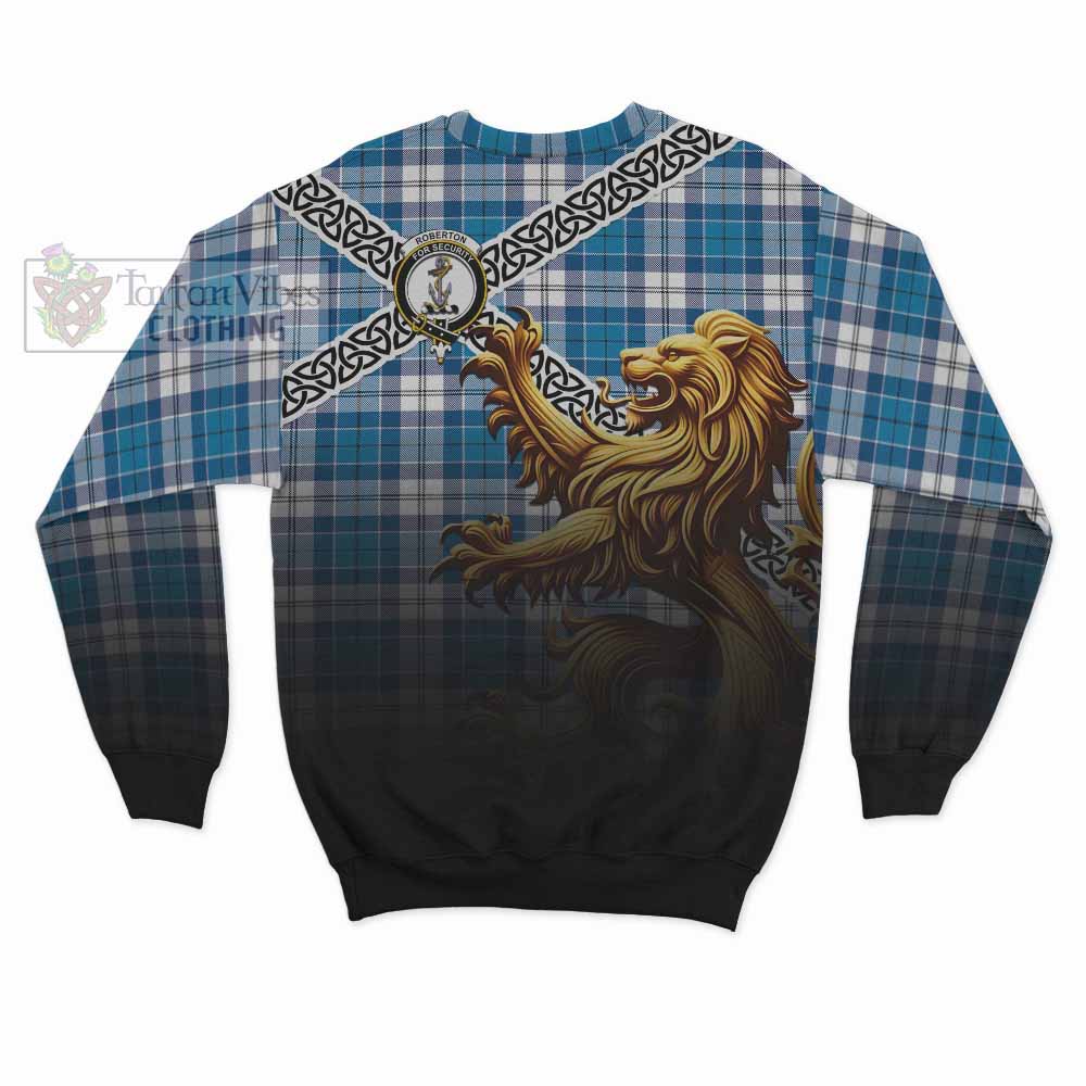 Roberton Crest Tartan Sweatshirt with Golden Lion Emblem Celtic Style - Tartan Vibes Clothing
