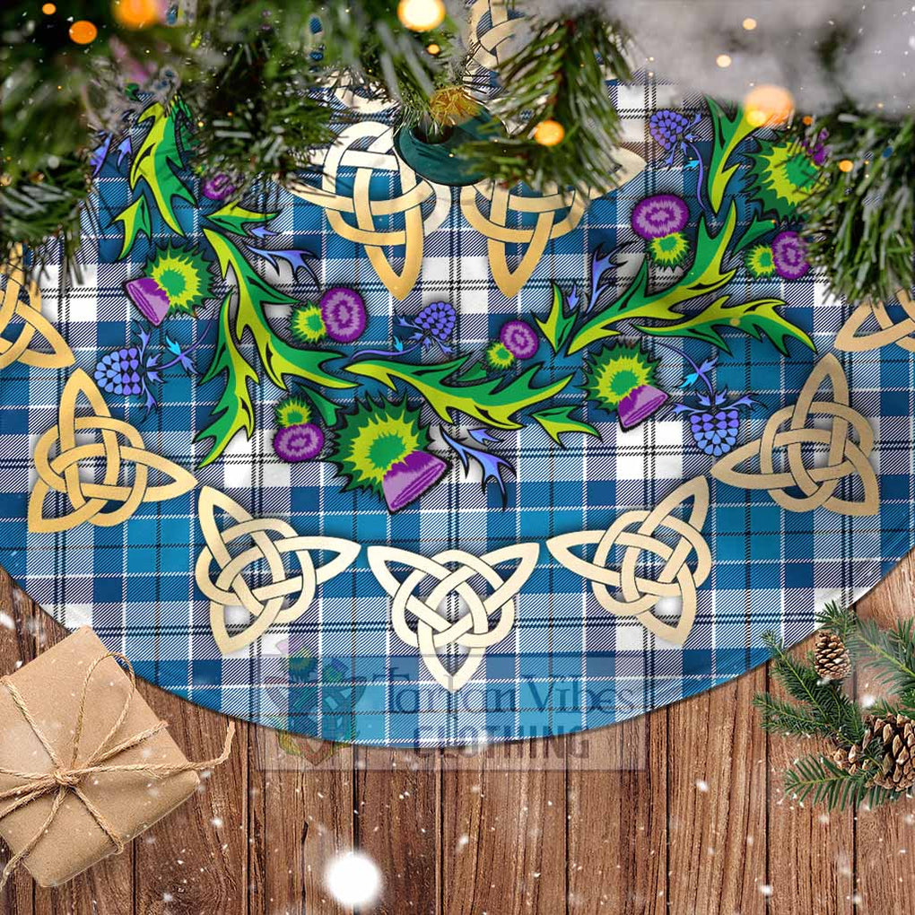 Tartan Vibes Clothing Roberton Tartan Christmas Tree Skirt with Thistle Celtic Knot Style
