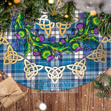 Tartan Vibes Clothing Roberton Tartan Christmas Tree Skirt with Thistle Celtic Knot Style