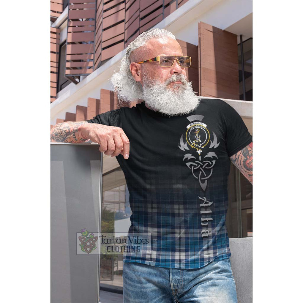Roberton Tartan Cotton T-shirt Featuring Alba Gu Brath Family Crest Celtic Inspired Men's Shirt - Tartan Vibes Clothing