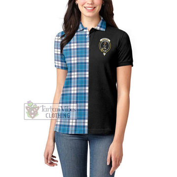 Roberton Tartan Women's Polo Shirt with Family Crest and Half Of Me Style - Tartan Vibes Clothing