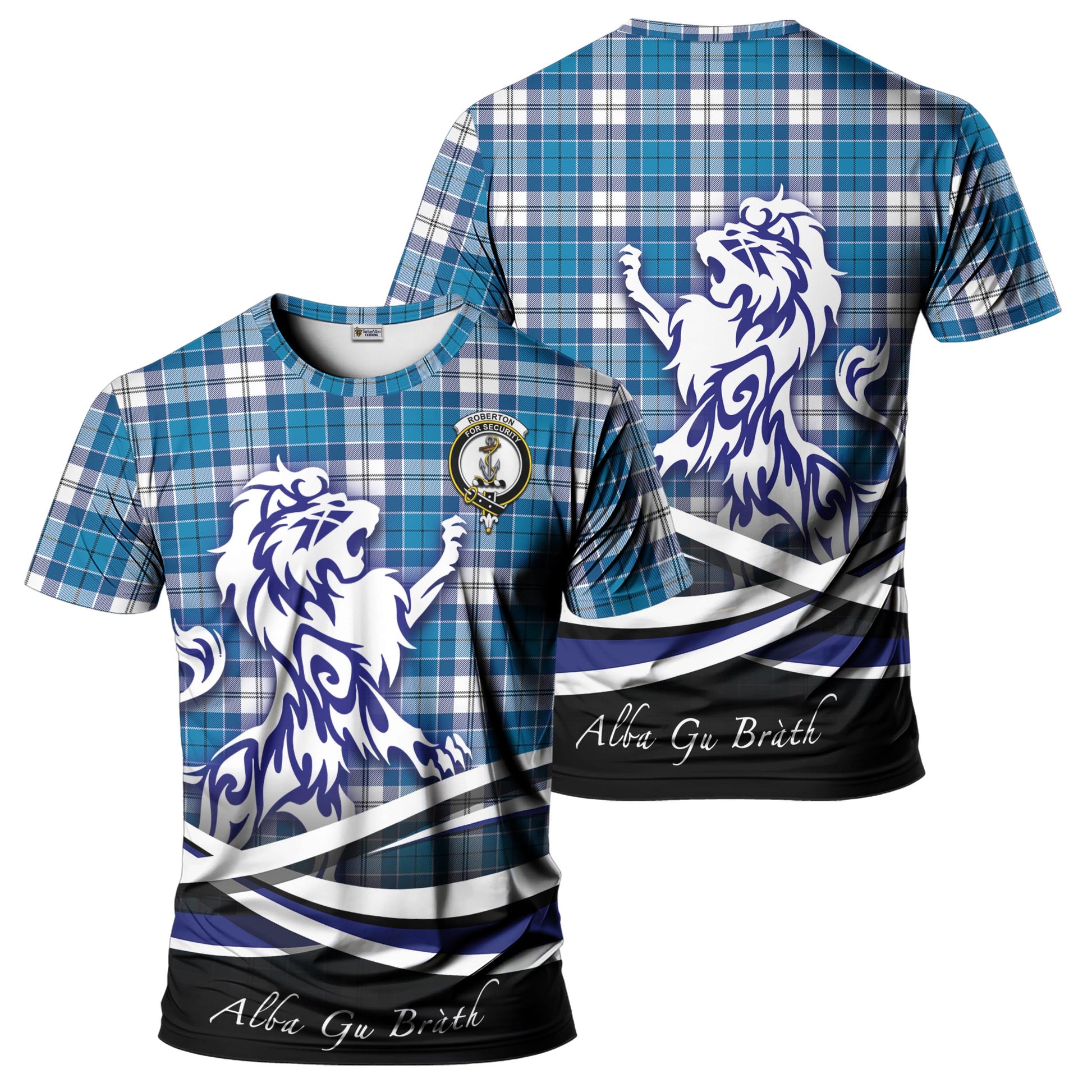 Roberton Tartan T-Shirt with Alba Gu Brath Regal Lion Emblem - Tartan Vibes Clothing