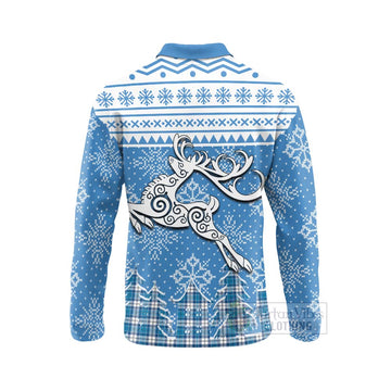 Roberton Clan Christmas Long Sleeve Polo Shirt Celtic Reindeer Style - Tartan Vibes Clothing