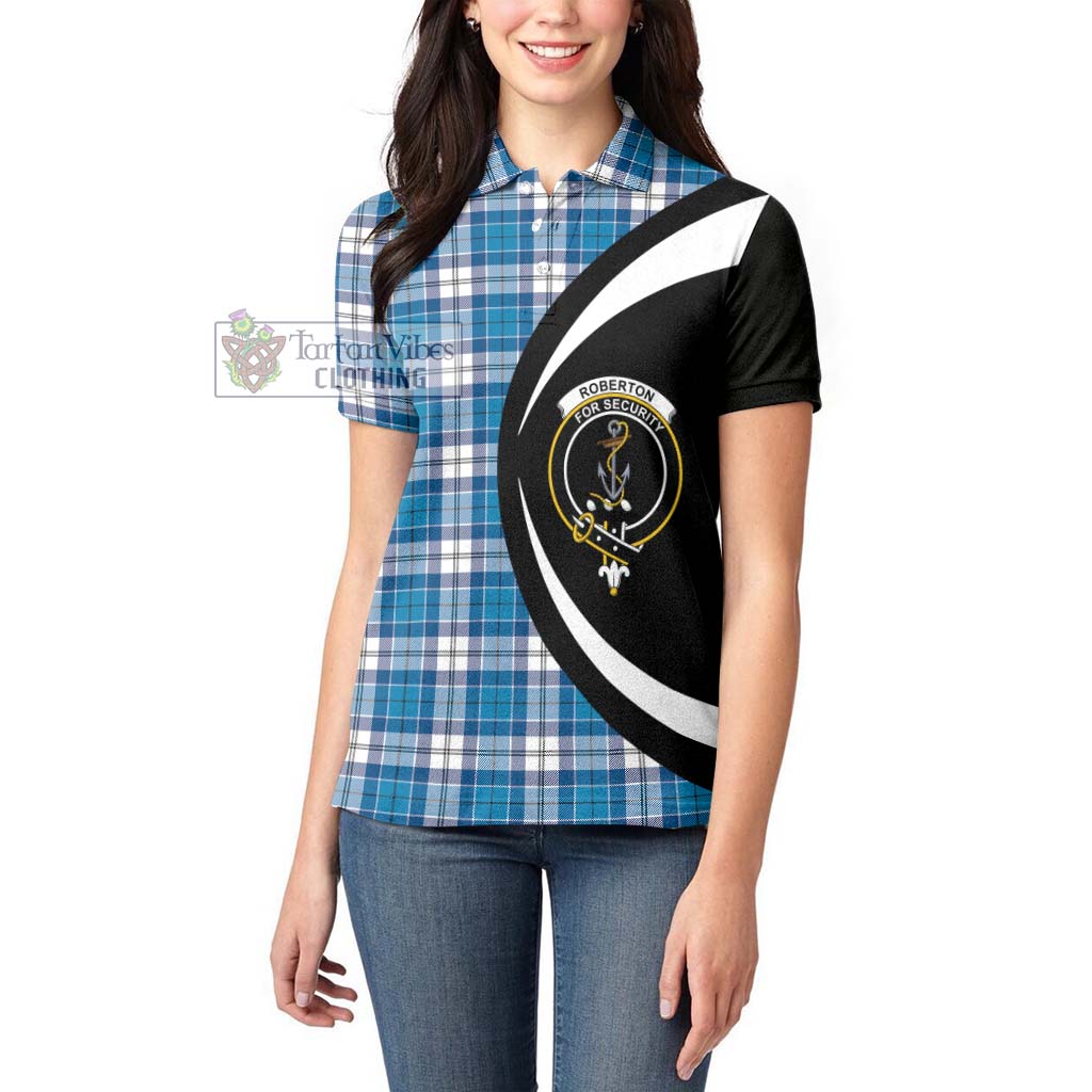 Roberton Tartan Women's Polo Shirt with Family Crest Circle Style - Tartan Vibes Clothing