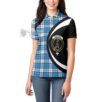 Roberton Tartan Women's Polo Shirt with Family Crest Circle Style - Tartan Vibes Clothing
