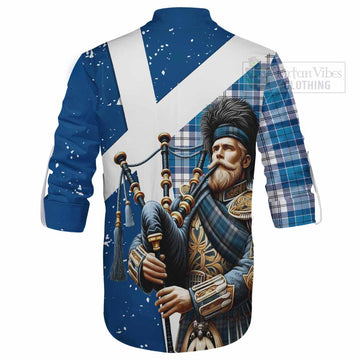 Roberton Tartan Ghillie Kilt Shirt with Family Crest Scottish Bagpiper Vibes - Tartan Vibes Clothing