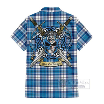 Roberton Tartan Hawaiian Shirt with Family Crest Celtic Skull Style - Tartan Vibes Clothing