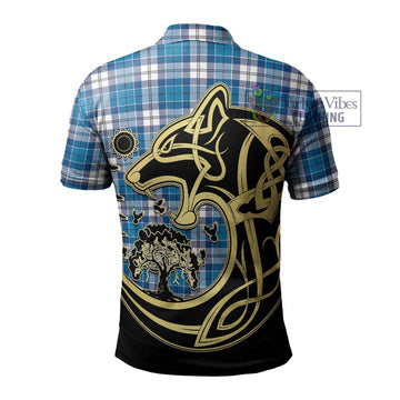 Roberton Tartan Polo Shirt with Family Crest Celtic Wolf Style - Tartan Vibes Clothing