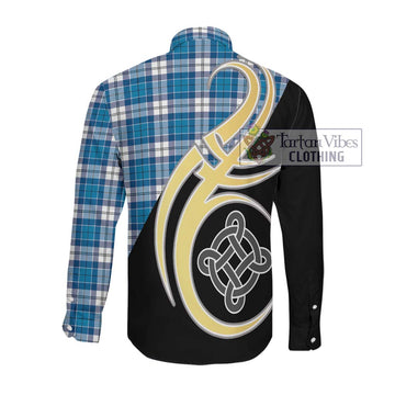 Roberton Tartan Long Sleeve Button Shirt with Family Crest and Celtic Symbol Style Men's Shirt - Tartan Vibes Clothing