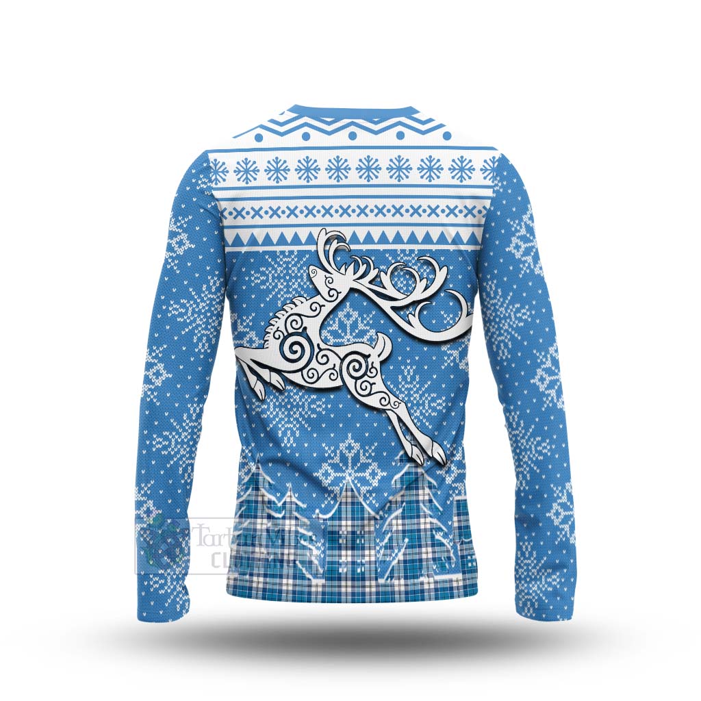 Roberton Clan Christmas Long Sleeve T-Shirt Celtic Reindeer Style - Tartan Vibes Clothing