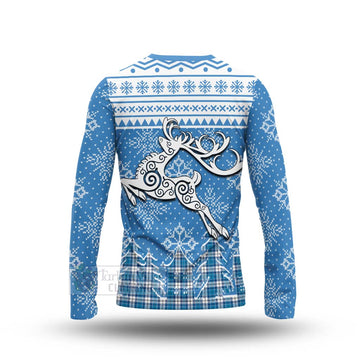 Roberton Clan Christmas Long Sleeve T-Shirt Celtic Reindeer Style - Tartan Vibes Clothing