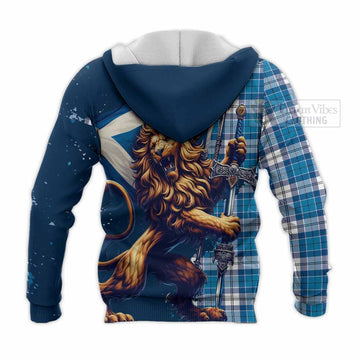 Roberton Tartan Family Crest Knitted Hoodie with Scottish Majestic Lion - Tartan Vibes Clothing