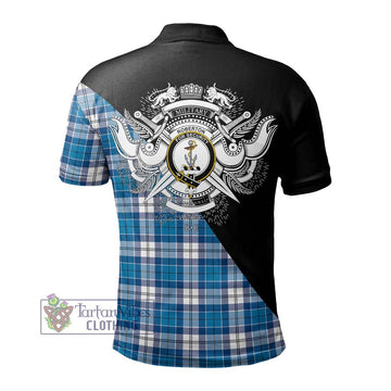 Roberton Tartan Polo Shirt with Family Crest and Military Logo Style - Tartan Vibes Clothing