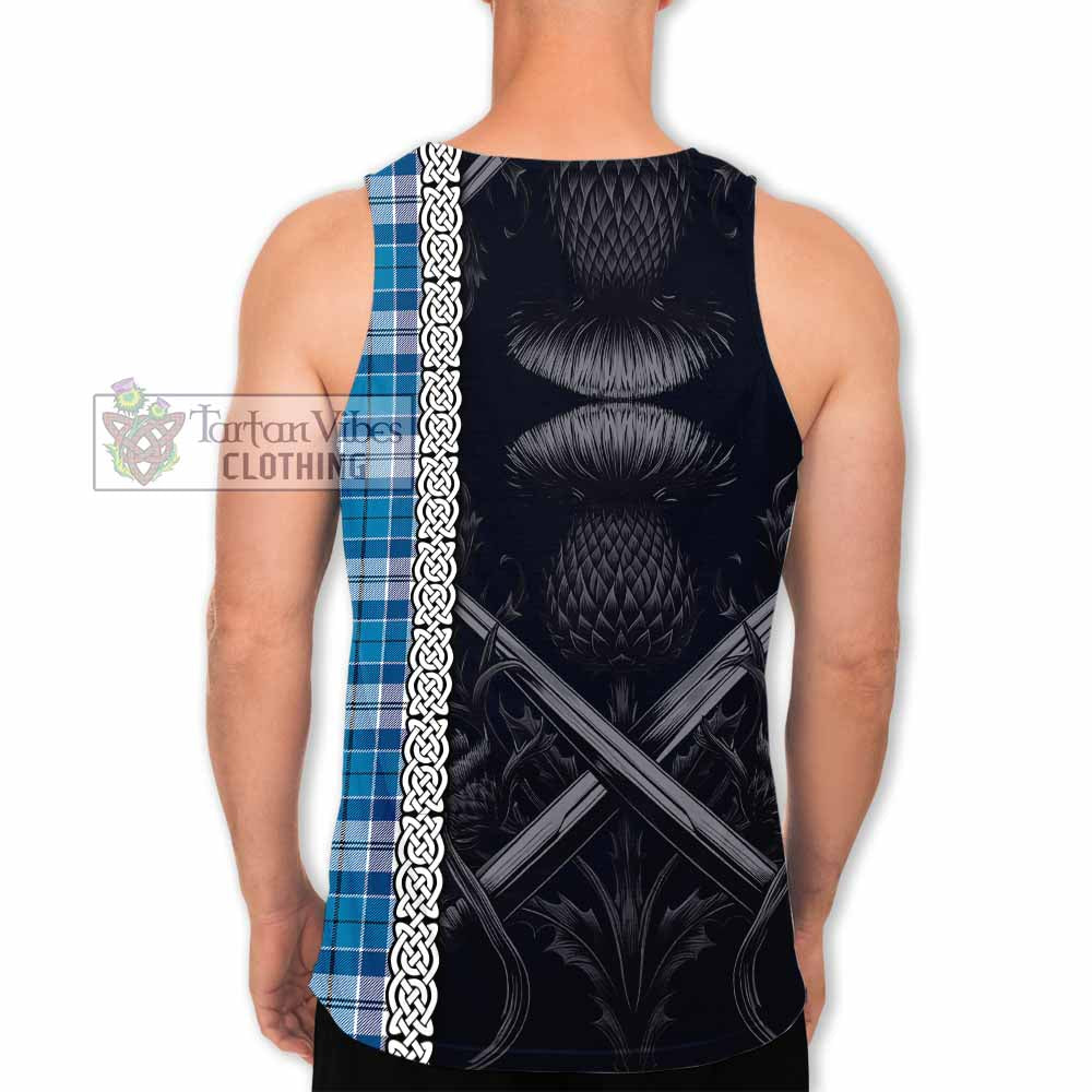 Roberton Tartan Men's Tank Top with Family Crest Cross Sword Thistle Celtic Vibes - Tartan Vibes Clothing