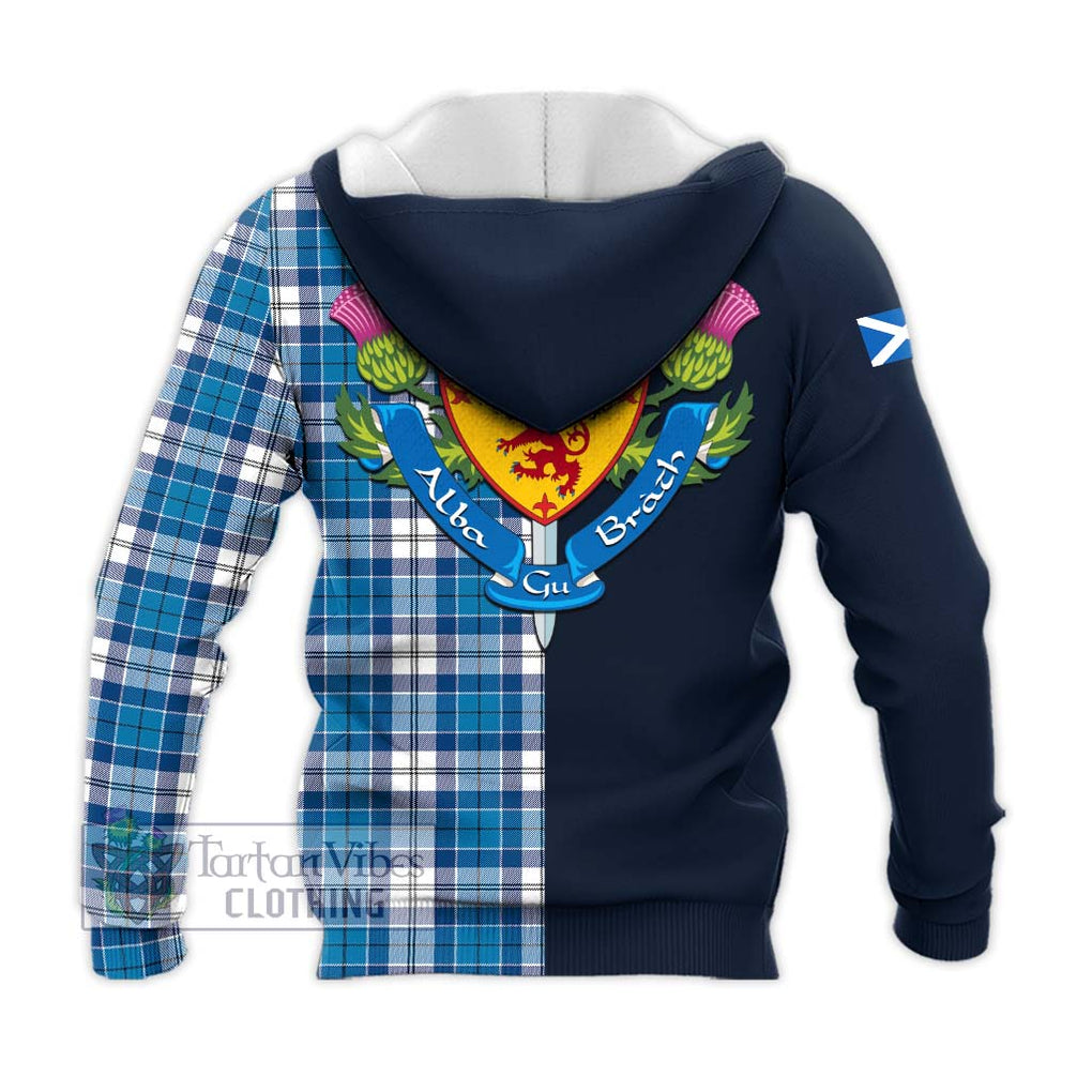 Roberton Tartan Knitted Hoodie Alba with Scottish Lion Royal Arm Half Style - Tartan Vibes Clothing
