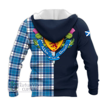 Roberton Tartan Knitted Hoodie Alba with Scottish Lion Royal Arm Half Style - Tartan Vibes Clothing