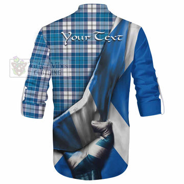 Roberton Tartan Ghillie Kilt Shirt with Family Crest Scotland Patriotic Style - Tartan Vibes Clothing