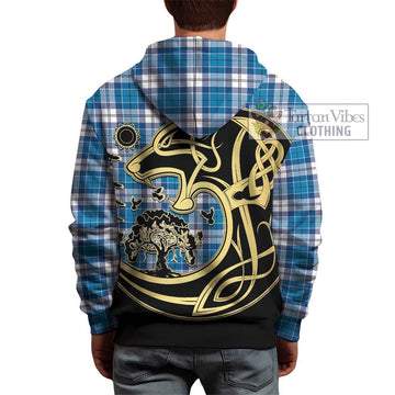 Roberton Tartan Hoodie with Family Crest Celtic Wolf Style - Tartan Vibes Clothing