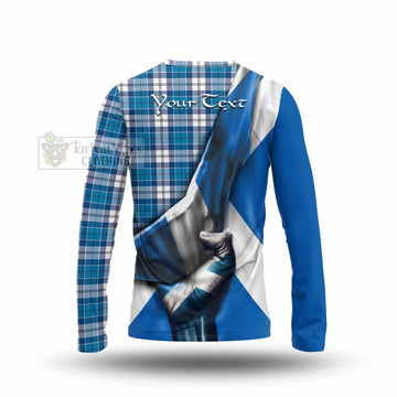 Roberton Tartan Long Sleeve T-Shirt with Family Crest Scotland Patriotic Style - Tartan Vibes Clothing