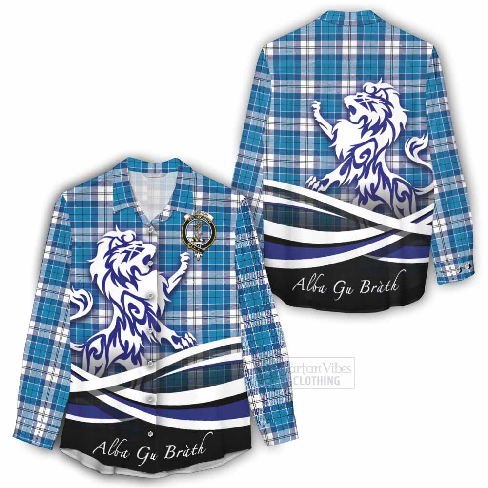 Roberton Tartan Women's Casual Shirt with Alba Gu Brath Regal Lion Emblem - Tartan Vibes Clothing