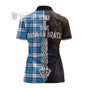 Roberton Tartan Family Crest Women's Polo Shirt Alba Gu Brath Be Brave Lion Ancient Style