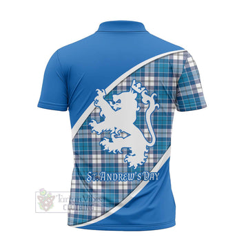 Roberton Family Crest Tartan Zipper Polo Shirt Celebrate Saint Andrew's Day in Style - Tartan Vibes Clothing