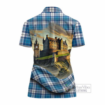 Roberton Tartan Family Crest Women's Polo Shirt with Scottish Ancient Castle Style - Tartan Vibes Clothing