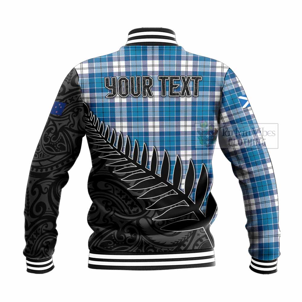 Roberton Crest Tartan Baseball Jacket with New Zealand Silver Fern Half Style - Tartan Vibes Clothing