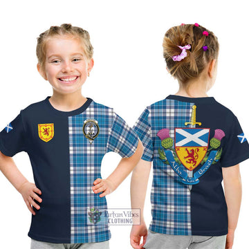Roberton Tartan Kid T-Shirt Alba with Scottish Lion Royal Arm Half Style - Tartan Vibes Clothing