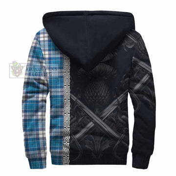 Roberton Tartan Sherpa Hoodie with Family Crest Cross Sword Thistle Celtic Vibes - Tartan Vibes Clothing