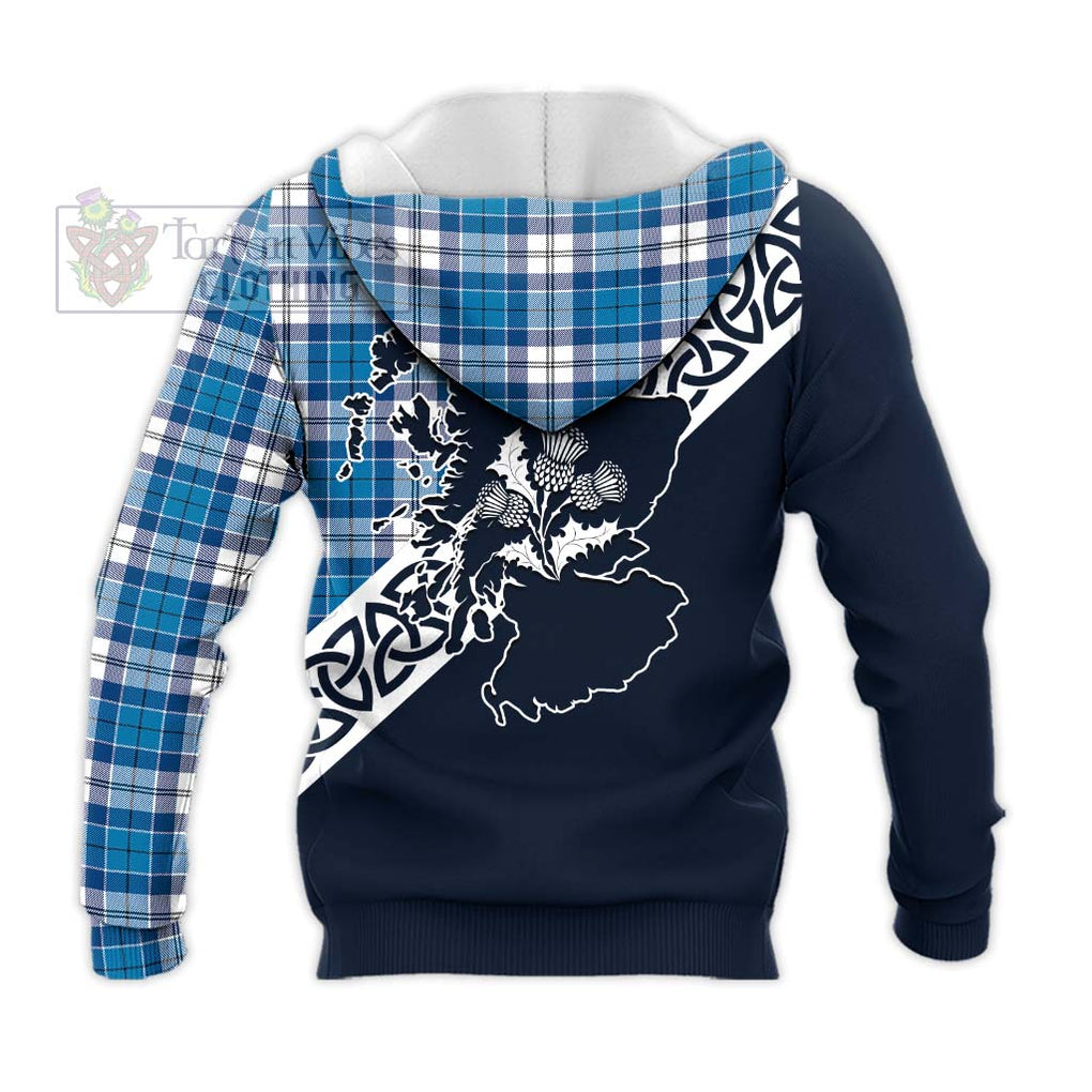 Roberton Tartan Knitted Hoodie Featuring Thistle and Scotland Map - Tartan Vibes Clothing