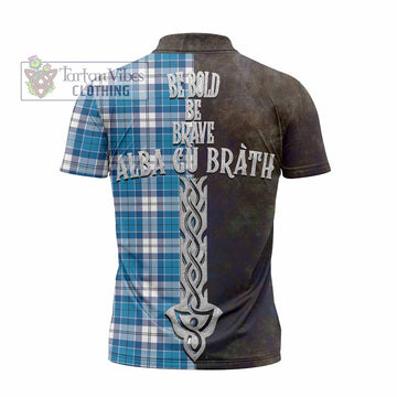 Roberton Tartan Family Crest Zipper Polo Shirt Alba Gu Brath Be Brave Lion Ancient Style