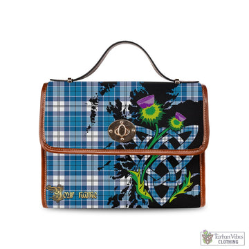 Roberton Tartan Waterproof Canvas Bag with Scotland Map and Thistle Celtic Accents