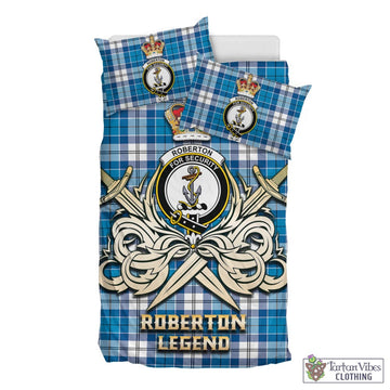 Roberton Tartan Bedding Set with Clan Crest and the Golden Sword of Courageous Legacy