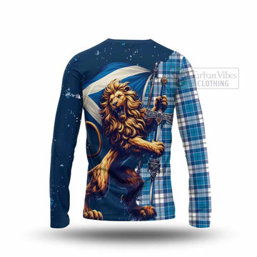 Roberton Tartan Family Crest Long Sleeve T-Shirt with Scottish Majestic Lion - Tartan Vibes Clothing