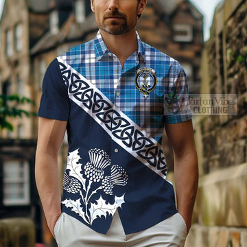 Roberton Tartan Hawaiian Shirt Featuring Thistle and Scotland Map - Tartan Vibes Clothing