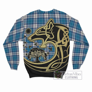 Roberton Tartan Sweatshirt with Family Crest Celtic Wolf Style - Tartan Vibes Clothing