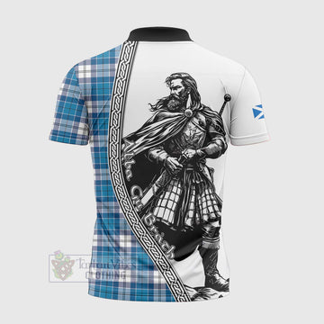 Roberton Tartan Clan Crest Zipper Polo Shirt with Highlander Warrior Celtic Style - Tartan Vibes Clothing