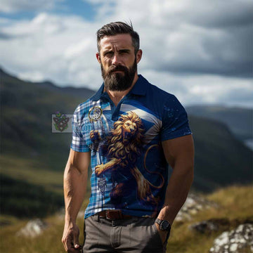 Roberton Tartan Family Crest Men's Polo Shirt with Scottish Majestic Lion - Tartan Vibes Clothing