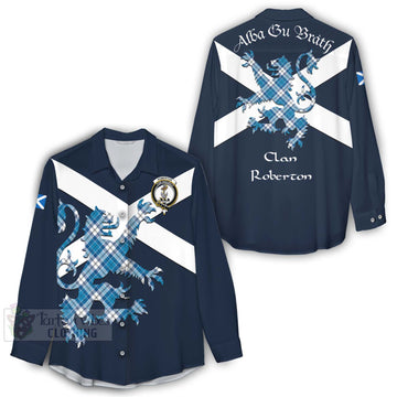 Roberton Tartan Lion Rampant Women's Casual Shirt Proudly Display Your Heritage with Alba Gu Brath and Clan Name - Tartan Vibes Clothing