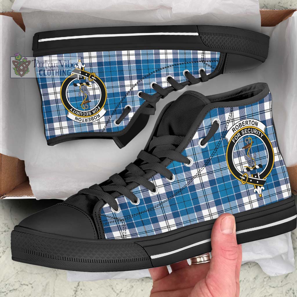 Roberton Tartan High Top Shoes with Family Crest - Tartan Vibes Clothing