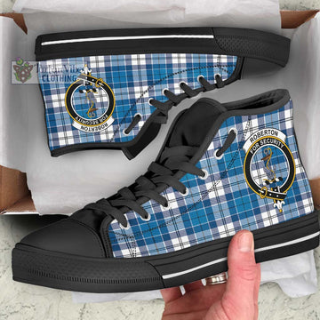 Roberton Tartan High Top Shoes with Family Crest - Tartan Vibes Clothing