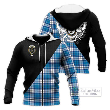 Roberton Tartan Knitted Hoodie with Family Crest and Military Logo Style Unisex Knitted Zip Hoodie - Tartan Vibes Clothing